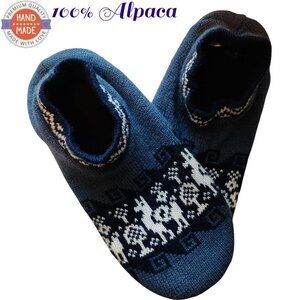 ALPACA Hand Knit Warm Bootie Slipper Socks Cushion Insole Adult Size 5-11 NWT